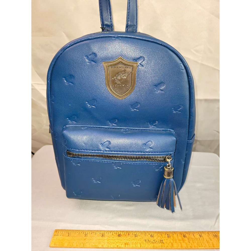 Harry Potter Ravenclaw Blue Mini Backpack Faux Leather Tassel Front Zip Pocket